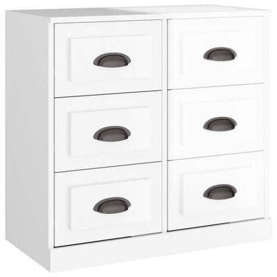 Sideboards 2 pcs High Gloss White Engineered Wood