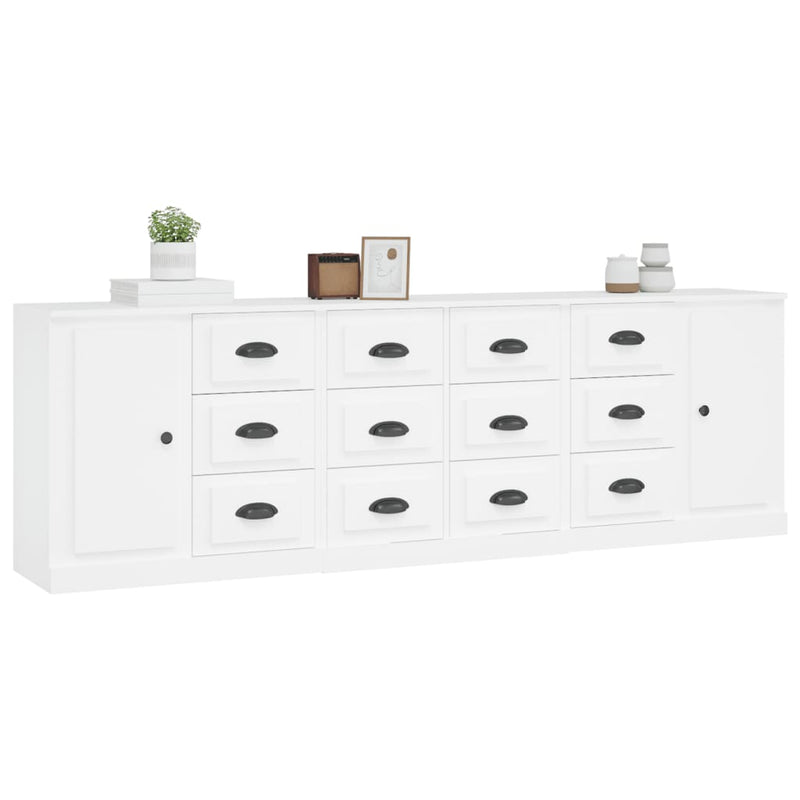 Sideboards 3 pcs White Engineered Wood