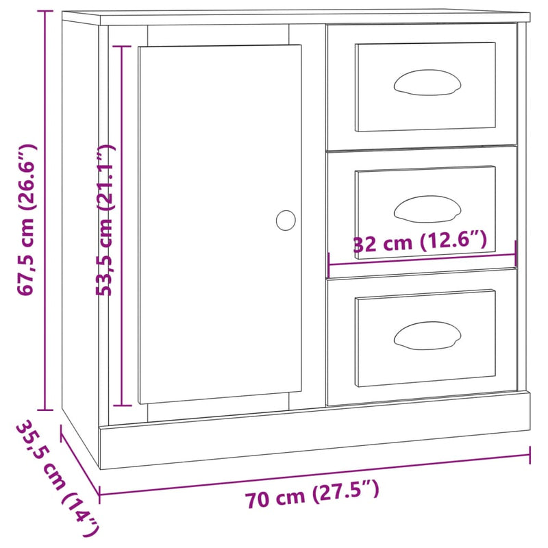 Sideboards 3 pcs White Engineered Wood