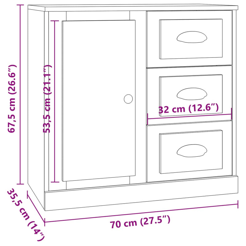 Sideboards 3 pcs Sonoma Oak Engineered Wood