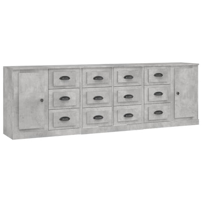 Sideboards 3 pcs Concrete Grey Engineered Wood