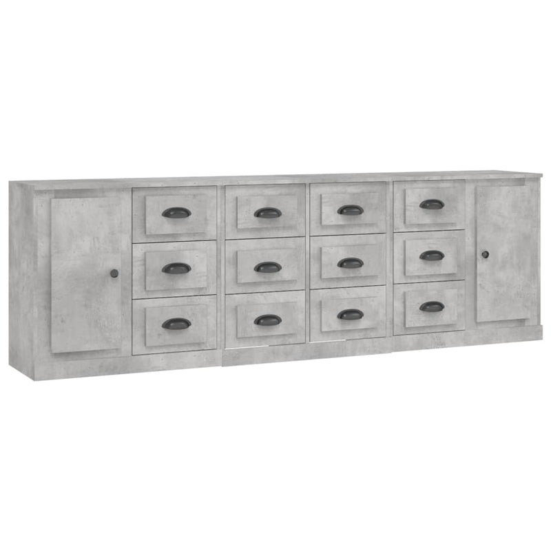 Sideboards 3 pcs Concrete Grey Engineered Wood