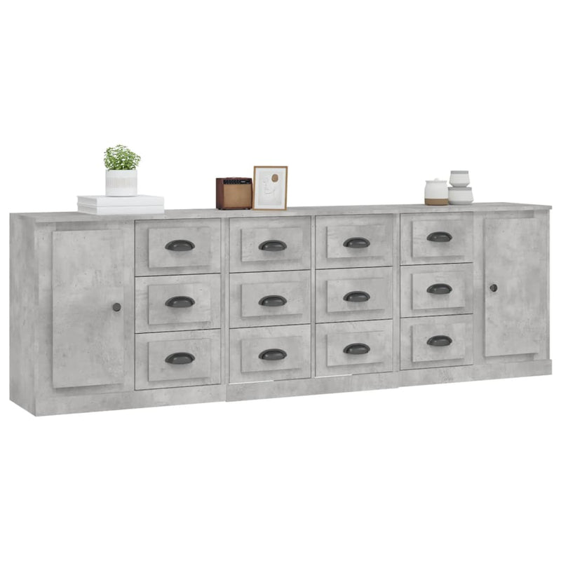 Sideboards 3 pcs Concrete Grey Engineered Wood