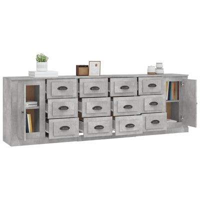 Sideboards 3 pcs Concrete Grey Engineered Wood