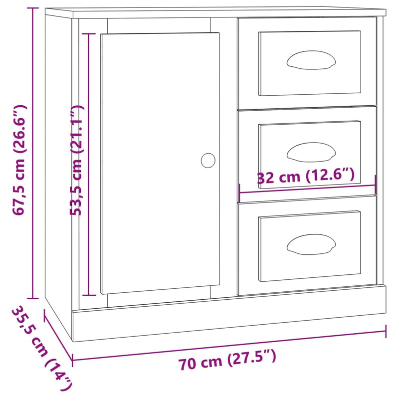 Sideboards 3 pcs Concrete Grey Engineered Wood