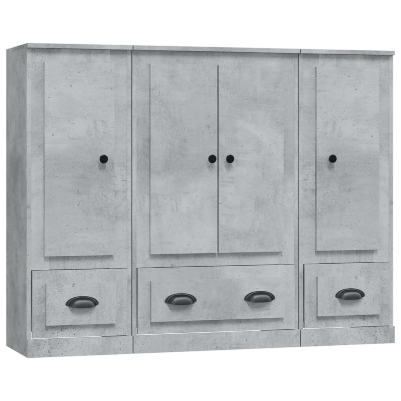 Highboards 3 pcs Concrete Grey Engineered Wood