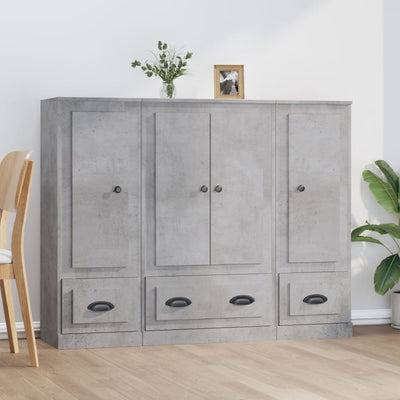 Highboards 3 pcs Concrete Grey Engineered Wood