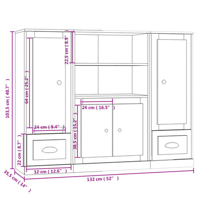 Highboards 3 pcs Sonoma Oak Engineered Wood