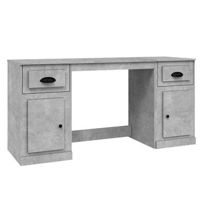 Desk with Cabinet Concrete Grey Engineered Wood