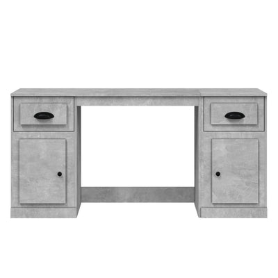 Desk with Cabinet Concrete Grey Engineered Wood