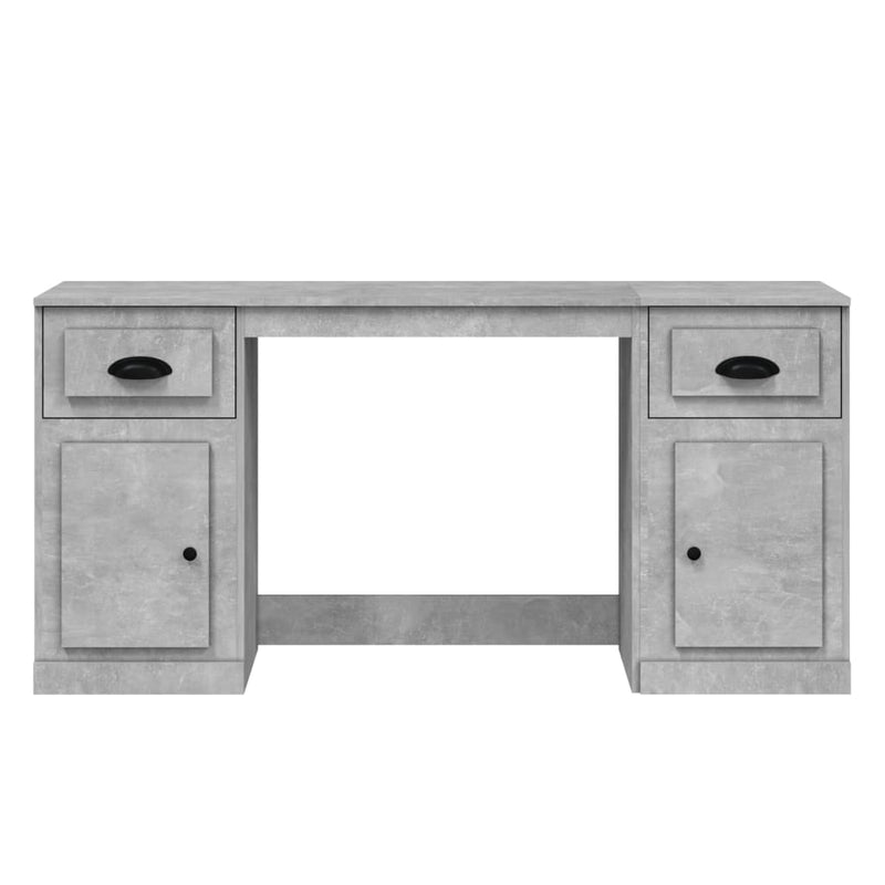 Desk with Cabinet Concrete Grey Engineered Wood