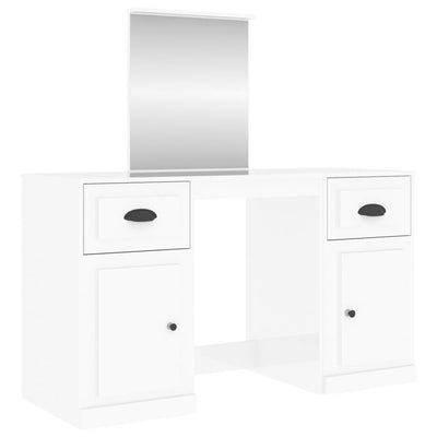 Dressing Table with Mirror High Gloss White 130x50x132.5 cm