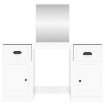 Dressing Table with Mirror High Gloss White 130x50x132.5 cm