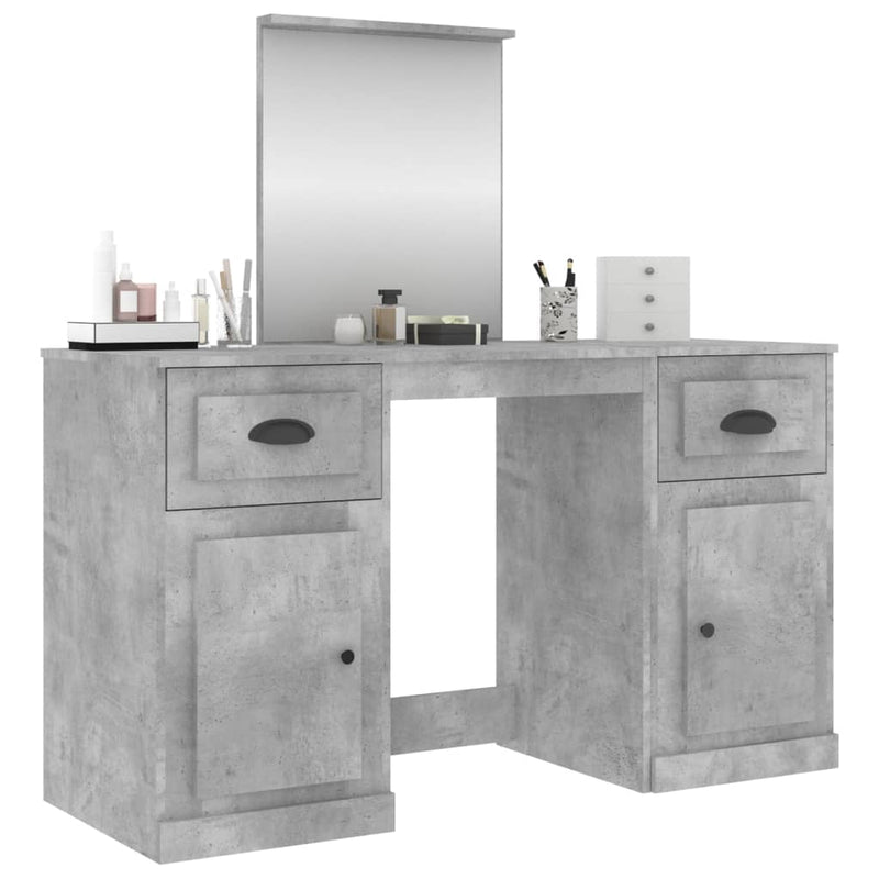 Dressing Table with Mirror Concrete Grey 130x50x132.5 cm