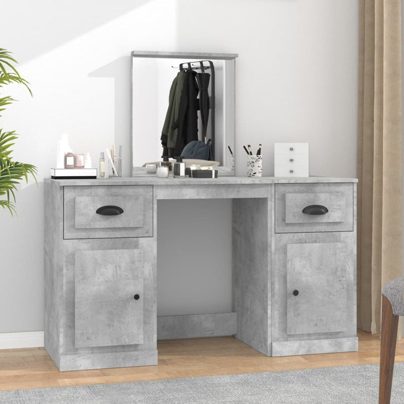 Dressing Table with Mirror Concrete Grey 130x50x132.5 cm