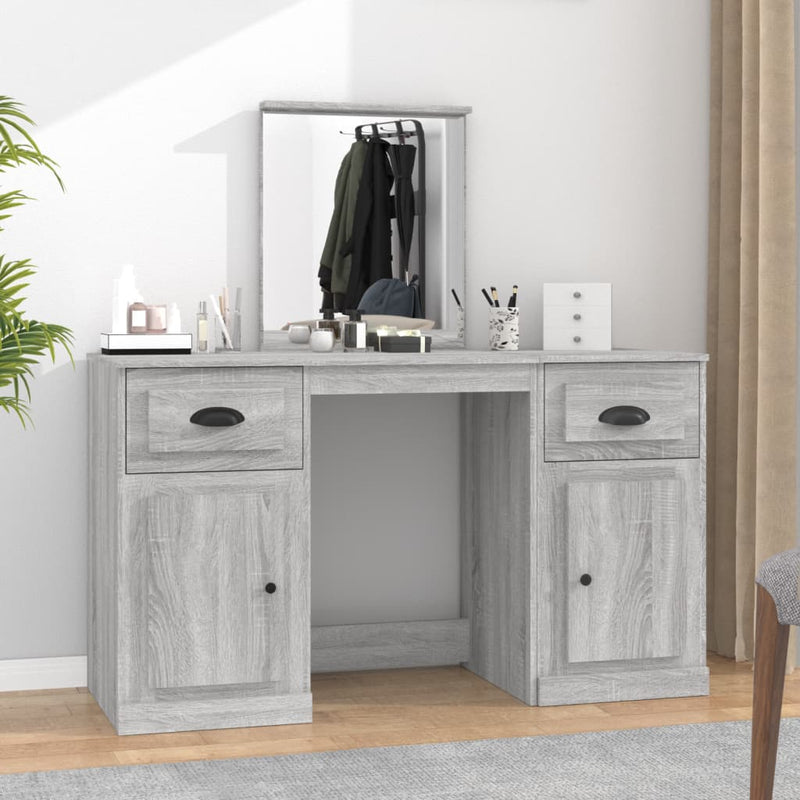 Dressing Table with Mirror Grey Sonoma 130x50x132.5 cm