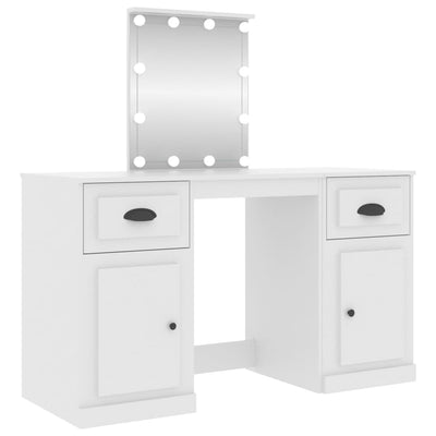 Dressing Table with LED White 130x50x132.5 cm