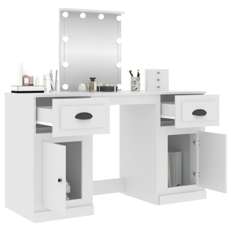 Dressing Table with LED White 130x50x132.5 cm