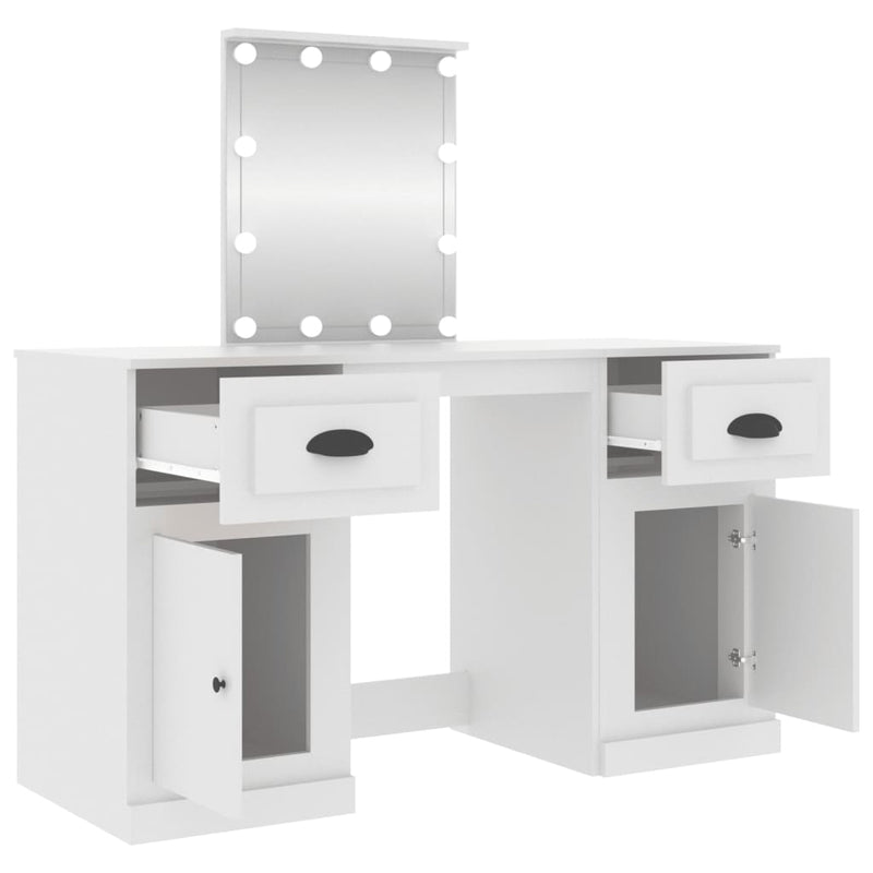 Dressing Table with LED White 130x50x132.5 cm