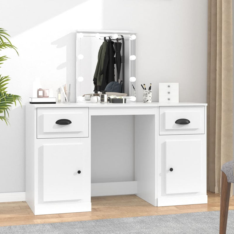 Dressing Table with LED White 130x50x132.5 cm