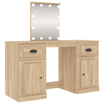 Dressing Table with LED Sonoma Oak 130x50x132.5 cm