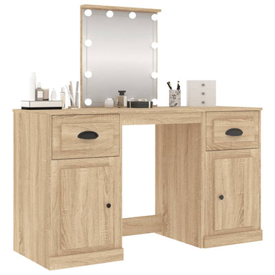 Dressing Table with LED Sonoma Oak 130x50x132.5 cm