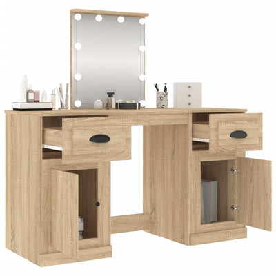 Dressing Table with LED Sonoma Oak 130x50x132.5 cm