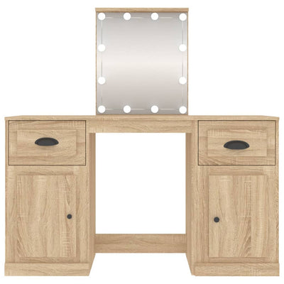 Dressing Table with LED Sonoma Oak 130x50x132.5 cm