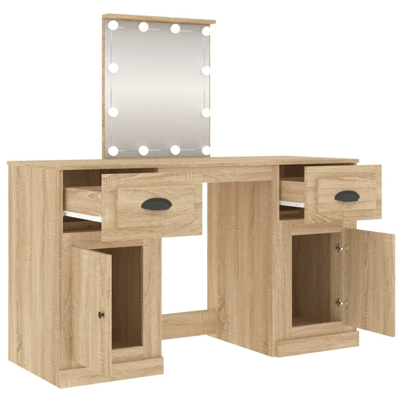 Dressing Table with LED Sonoma Oak 130x50x132.5 cm