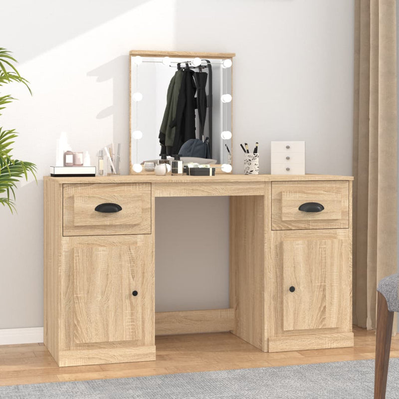 Dressing Table with LED Sonoma Oak 130x50x132.5 cm