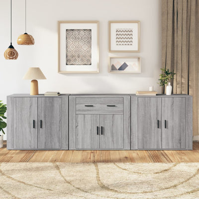 Sideboards 3 pcs Grey Sonoma Engineered Wood