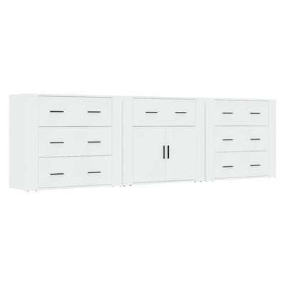 Sideboards 3 pcs White Engineered Wood