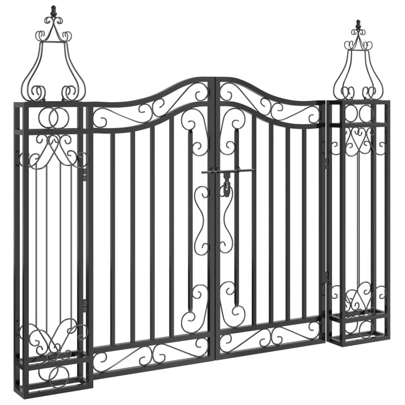 Garden Gate Black 121x8x100 cm Wrought Iron