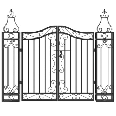 Garden Gate Black 121x8x100 cm Wrought Iron