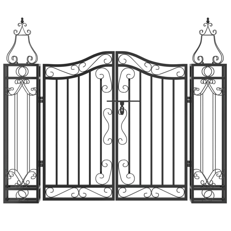 Garden Gate Black 121x8x100 cm Wrought Iron