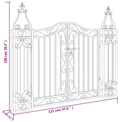 Garden Gate Black 121x8x100 cm Wrought Iron