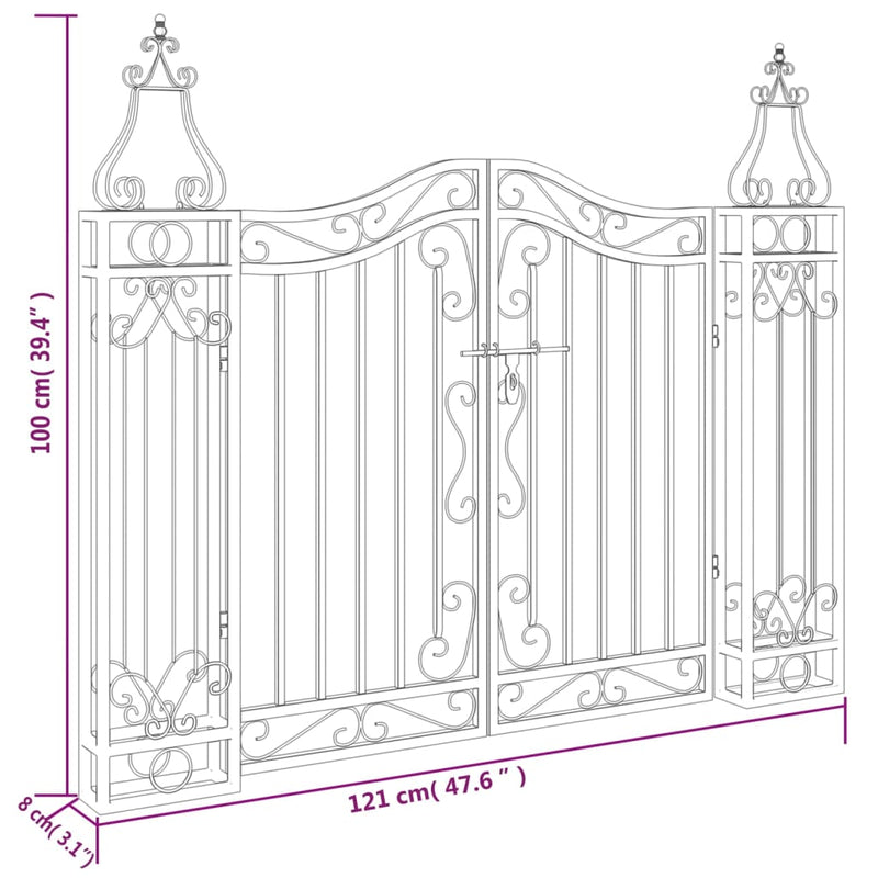 Garden Gate Black 121x8x100 cm Wrought Iron