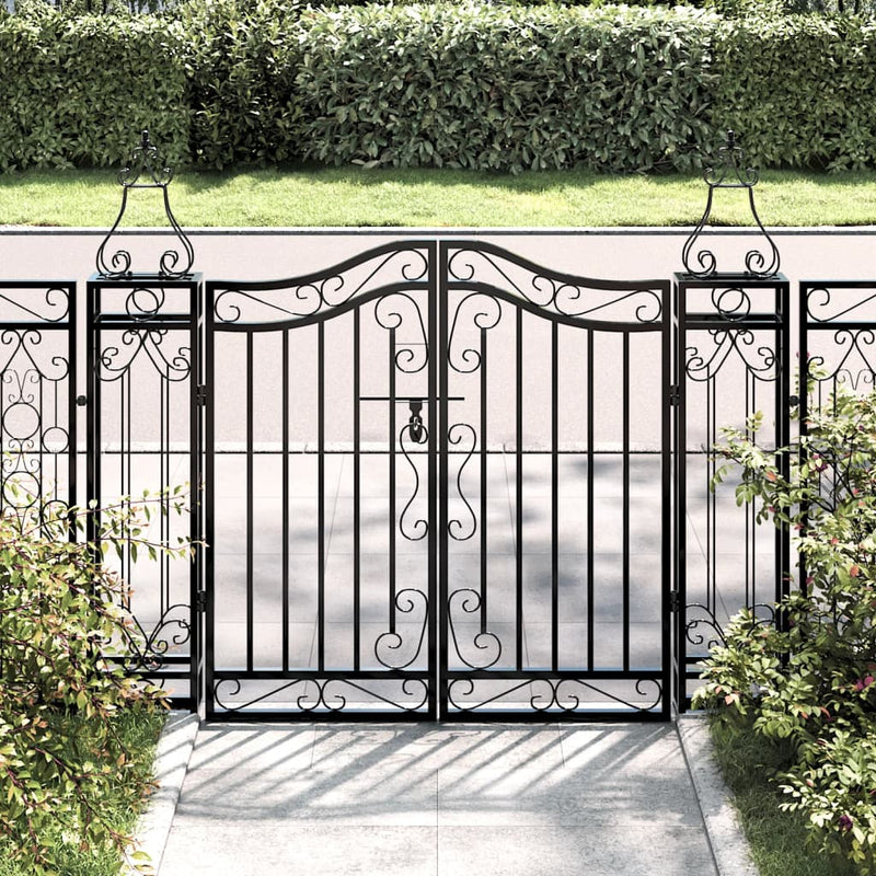 Garden Gate Black 121x8x100 cm Wrought Iron