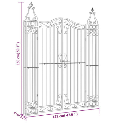 Garden Gate Black 121x8x150 cm Wrought Iron