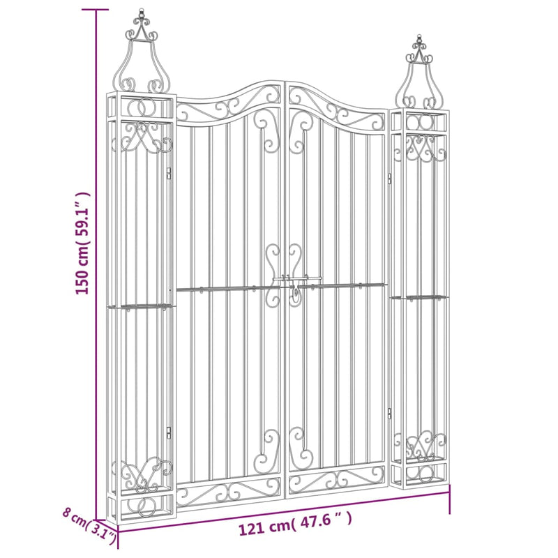 Garden Gate Black 121x8x150 cm Wrought Iron