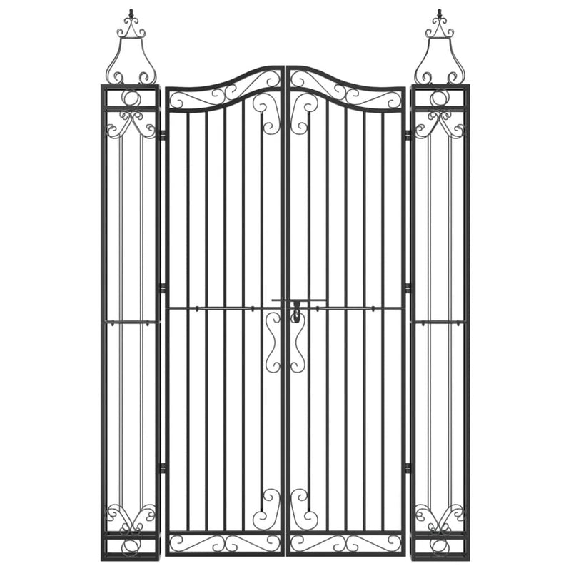 Garden Gate Black 121x8x180 cm Wrought Iron