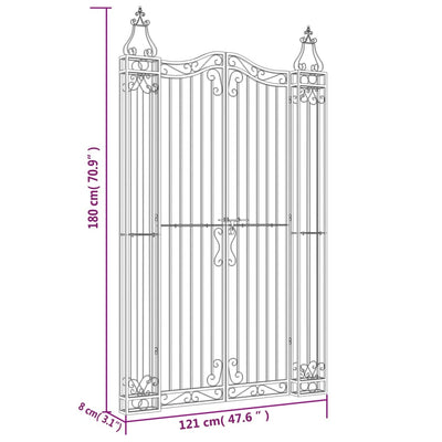 Garden Gate Black 121x8x180 cm Wrought Iron