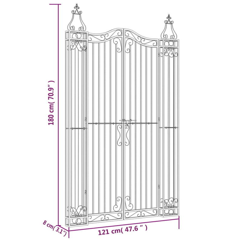 Garden Gate Black 121x8x180 cm Wrought Iron