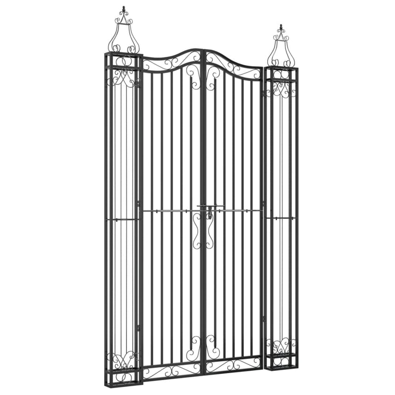 Garden Gate Black 121x8x200 cm Wrought Iron