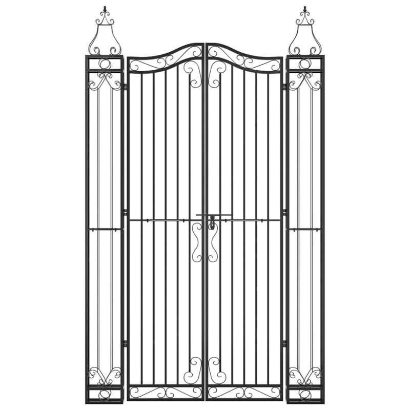 Garden Gate Black 121x8x200 cm Wrought Iron