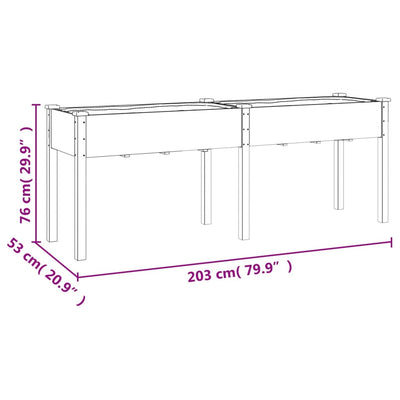 Planter with Liner Grey 203x53x76 cm Solid Wood Fir