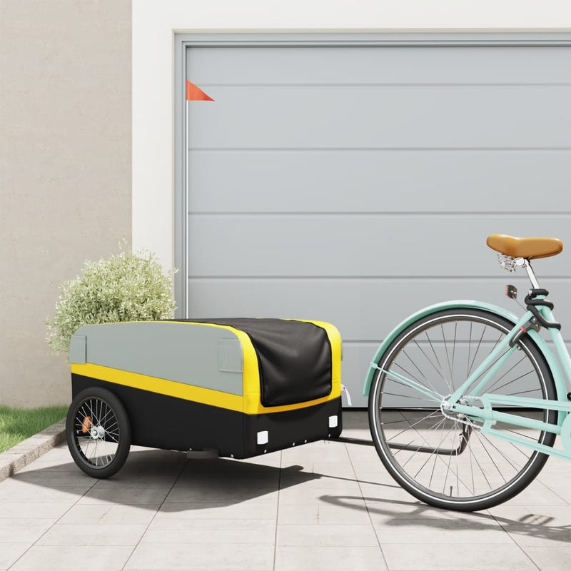 Bike Trailer Black and Yellow 45 kg Iron