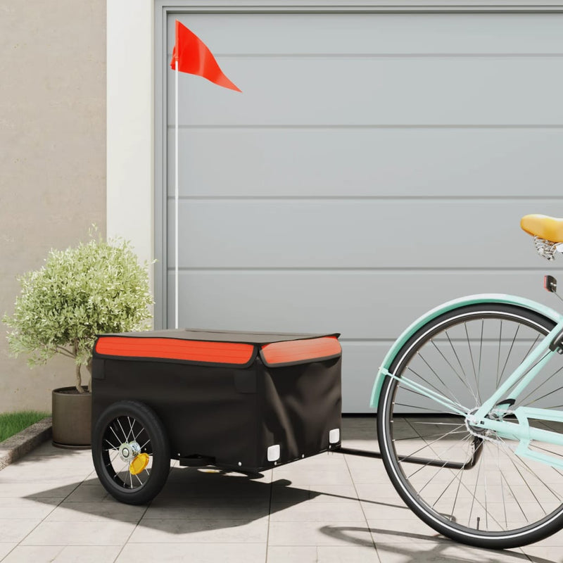 Bike Trailer Black and Orange 30 kg Iron