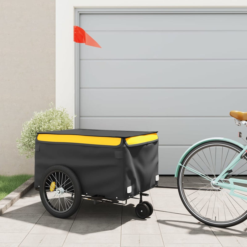 Bike Trailer Black and Yellow 45 kg Iron