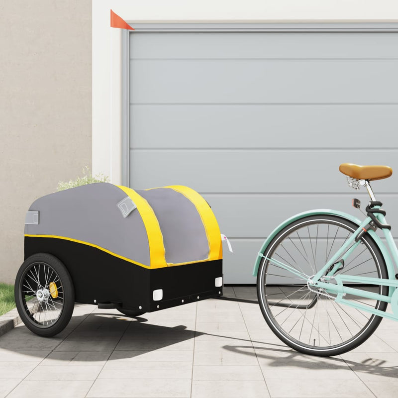 Bike Trailer Black and Yellow 45 kg Iron